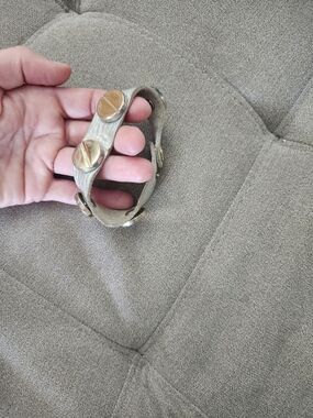 Metal Studded Leather Bracelet with Gold-Tone Accents